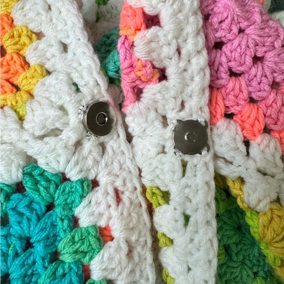 Granny Square Afghan Crochet Cardigan, Hooded Cardigan Handmade Plus Size - Picture 13 of 15